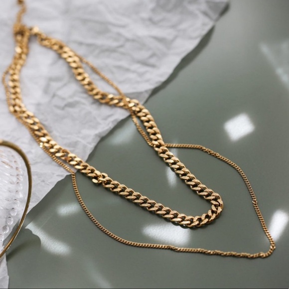 GP Double Layer Chain Necklace - Picture 2 of 4